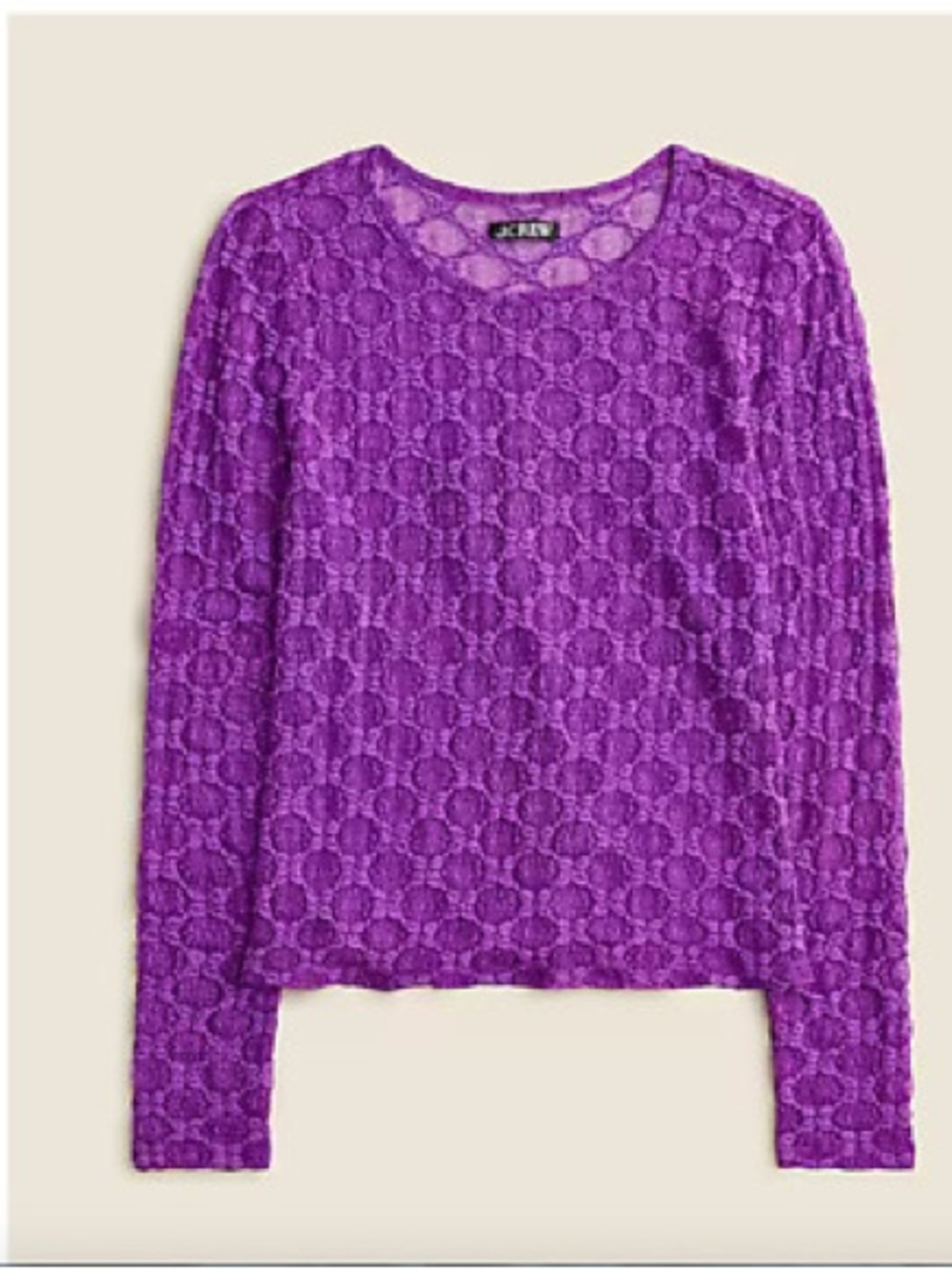 JCREW NWT purple lace layering top long sleeve size medium